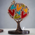 Wood and aluminum sculpture, 'Tree of Love' - Colorful Peruvian Tree Sculpture with Hearts and Bird