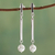 Cultured pearl dangle earrings, 'White Sea Foam' - White Pearls on Artisan Crafted Sterling Silver Earrings thumbail