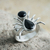 Obsidian cocktail ring, 'Little Spider' - Artisan Crafted Sterling Silver and Obsidian Spider Ring thumbail