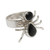 Obsidian cocktail ring, 'Little Spider' - Artisan Crafted Sterling Silver and Obsidian Spider Ring (image 2a) thumbail