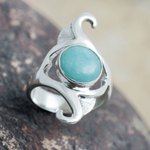 Amazonite cocktail ring, 'Classic Curves' - Sterling Silver and Amazonite Artisan Crafted Cocktail Ring