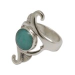 Amazonite cocktail ring, 'Classic Curves' - Sterling Silver and Amazonite Artisan Crafted Cocktail Ring