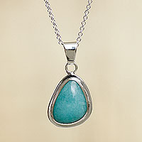 Amazonite pendant necklace, 'Heavenly Blue'