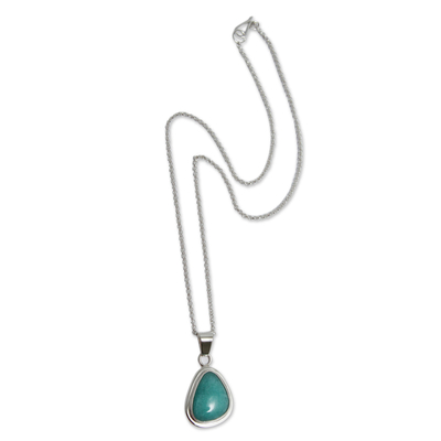 Silver and Amazonite Artisan Crafted Pendant Necklace