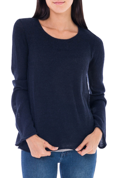 UNICEF Market | Navy Blue Alpaca Blend Pullover Sweater from Peru