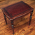 Mohena and leather accent table, 'Chestnut' - Andean Artisan Crafted Hardwood and Leather Accent Table thumbail