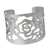 Silver flower cuff bracelet, 'Rose' - Hand Made Wide Silver Cuff Bracelet with Flower Cutout thumbail