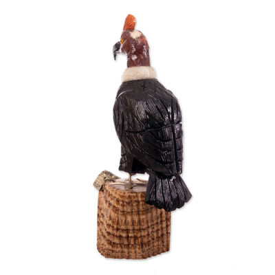Escultura de ónix y granate - Escultura de ave andina hecha a mano con piedras preciosas