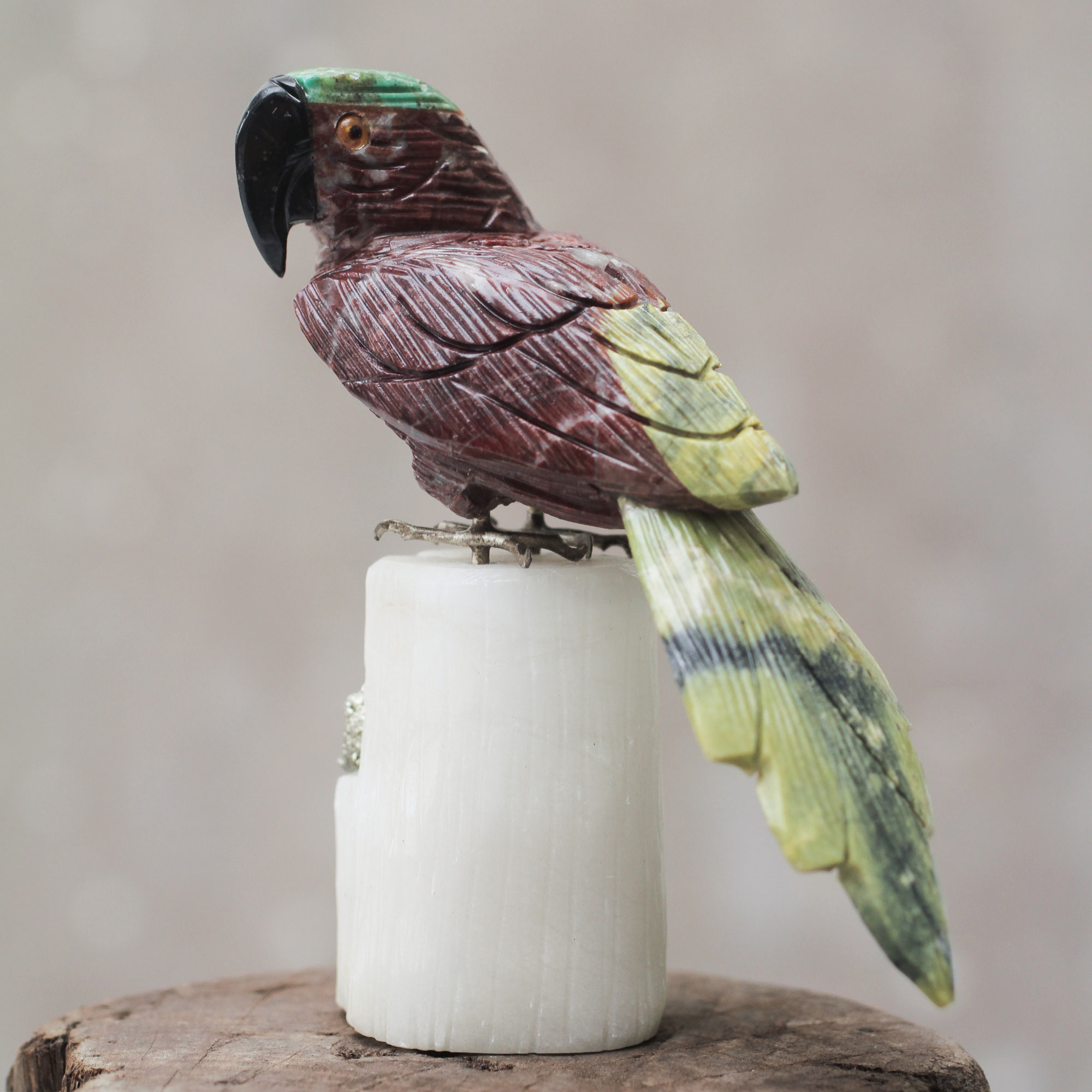 Details about   Handmade Macaw Parrot Bird Sculpture Chrysocolla Quartz Onyx Crystal Carving 