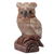 Calcite sculpture, 'Rosy Owl' - Artisan Crafted Pink Calcite Bird Sculpture from Peru