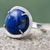 Lapis lazuli cocktail ring, 'Blue Enigma' - Artisan Crafted Textured Sterling Ring with Lapis Lazuli (image 2) thumbail
