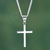 Sterling silver cross necklace, 'Eternal God' - Sleek Minimalist Sterling Silver Cross Necklace (image 2) thumbail