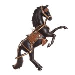 Cedar and leather accent sculpture, 'Proud Horse' - Cedar and Leather Horse Sculpture Carved by Hand