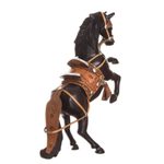 Cedar and leather accent sculpture, 'Proud Horse' - Cedar and Leather Horse Sculpture Carved by Hand