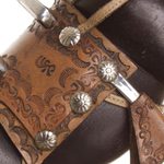 Cedar and leather accent sculpture, 'Proud Horse' - Cedar and Leather Horse Sculpture Carved by Hand