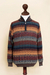 Men's 100% alpaca sweater, 'Voyager' - Peruvian 100% Alpaca Men's Zip-Turtleneck Knit Sweater