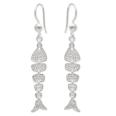 Fish Sterling Silver Earrings Handmade Jewelry from Peru