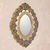 Mirror, 'Golden Garden' - Unique Floral Wood Reverse Painted Art Glass Wall Mirror  (image 2b) thumbail