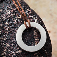 Sterling silver pendant necklace, 'Circular Charm'