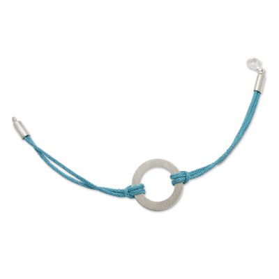 Kordelarmband aus Sterlingsilber - Handgefertigtes Armband aus Anden-Sterlingsilber mit blauem Kordel