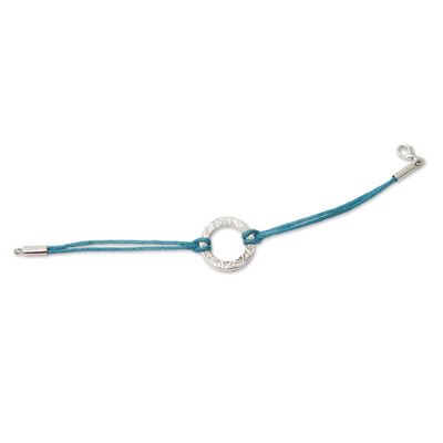Pulsera de cordón de plata de primera ley - Pulsera artesanal de cordón azul andino en plata de primera ley