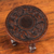Wood and leather stool, 'Vineyard Birds' (12 inch) - Bird Theme Tooled Leather Round 12 Inch Wooden Stool