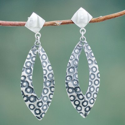 Sterling silver dangle earrings, 'Moon Spies' - Modern Sterling Silver Earrings Crafted by Hand