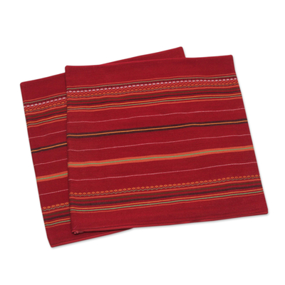 Kissenbezüge aus Alpaka-Mischung, (Paar) - Paar handgewebte Kissenbezüge aus roter Alpakamischung