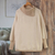 100% alpaca poncho, 'Andean Enchantment' - Knit Beige Baby Alpaca Turtleneck Poncho with Sleeve Cuffs thumbail