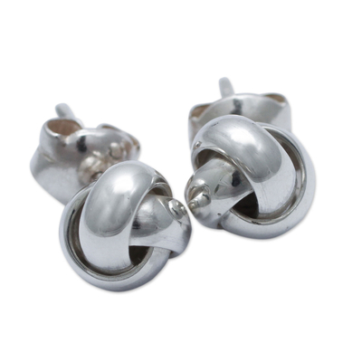 Andean Hand Made Sterling Silver Button Earrings