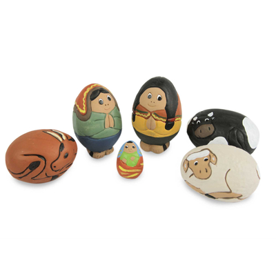 Whimsical Egg-Shape Nativity Scene Figurines (6 Pieces)