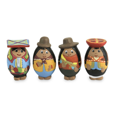 Hand Crafted Ceramic Figurines in Peruvian Regional Attire