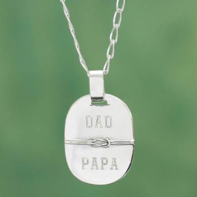 Unicef Uk Market Dad Papa Love Knot Silver 950 Pendant Necklace From Peru Honor Thy Father - Sterling Silver Love Knot Pendant Necklace