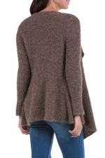 Alpaca cardigan, 'Chocolate Boucle' - Brown Loose Fit Alpaca Blend Long Cardigan from Peru