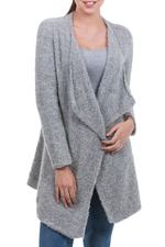 Baby alpaca blend cardigan, 'Boucle Mist' - Peru Loose Fit Alpaca Blend Light Grey Boucle Cardigan