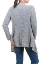 Baby alpaca blend cardigan, 'Boucle Mist' - Peru Loose Fit Alpaca Blend Light Grey Boucle Cardigan