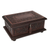 Mohena wood and leather Jewellery box, 'Spanish Heritage' - Peruvian Colonial Hand Tooled Brown Leather Jewellery Box