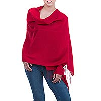 Alpaca blend shawl, 'Crimson Sparkle'