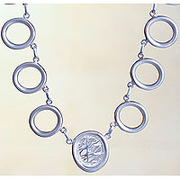 Collar de eslabones de plata de primera ley, 'Juego de luces' - Collar de eslabones artesanales de plata peruana