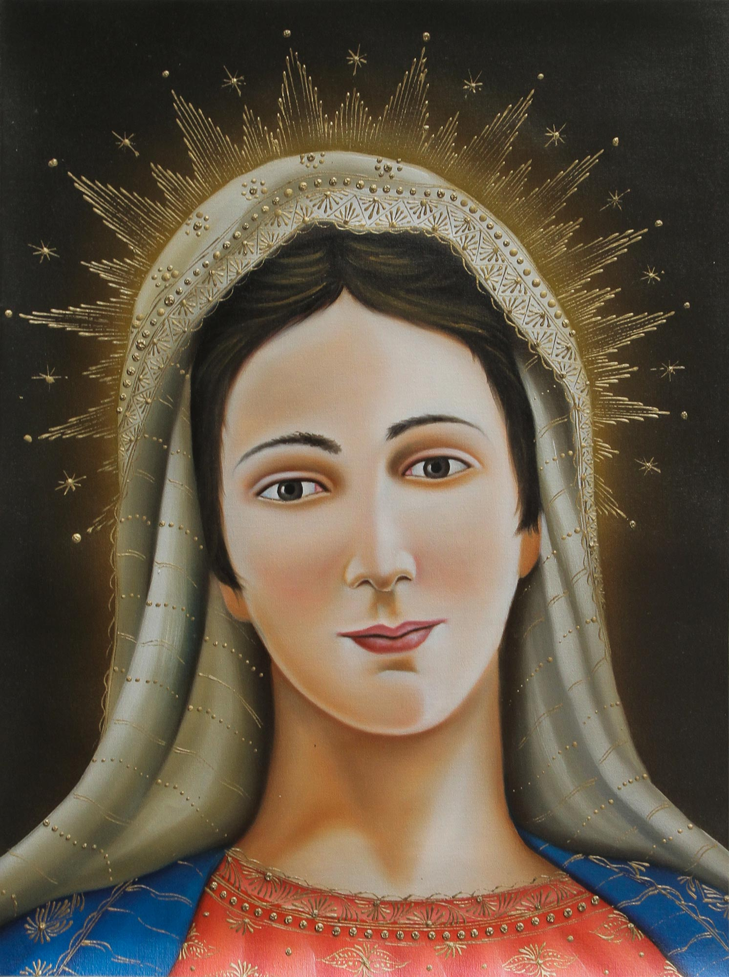 Peru Colonial Christian Art Oil Painting - Virgin Mary II | NOVICA