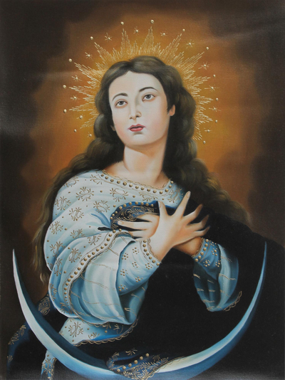 Gilded Peruvian Colonial Replica Oil Painting - Immaculate Conception ...