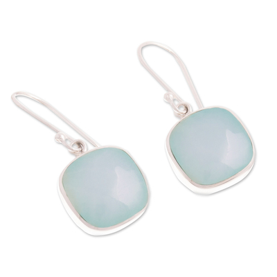 Opal dangle earrings, 'Window' - Sterling Silver Andean Dangle Earrings with Opal