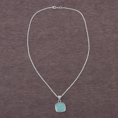 Opal pendant necklace, 'Window' - Handcrafted Andean Sterling Silver Necklace with Opal