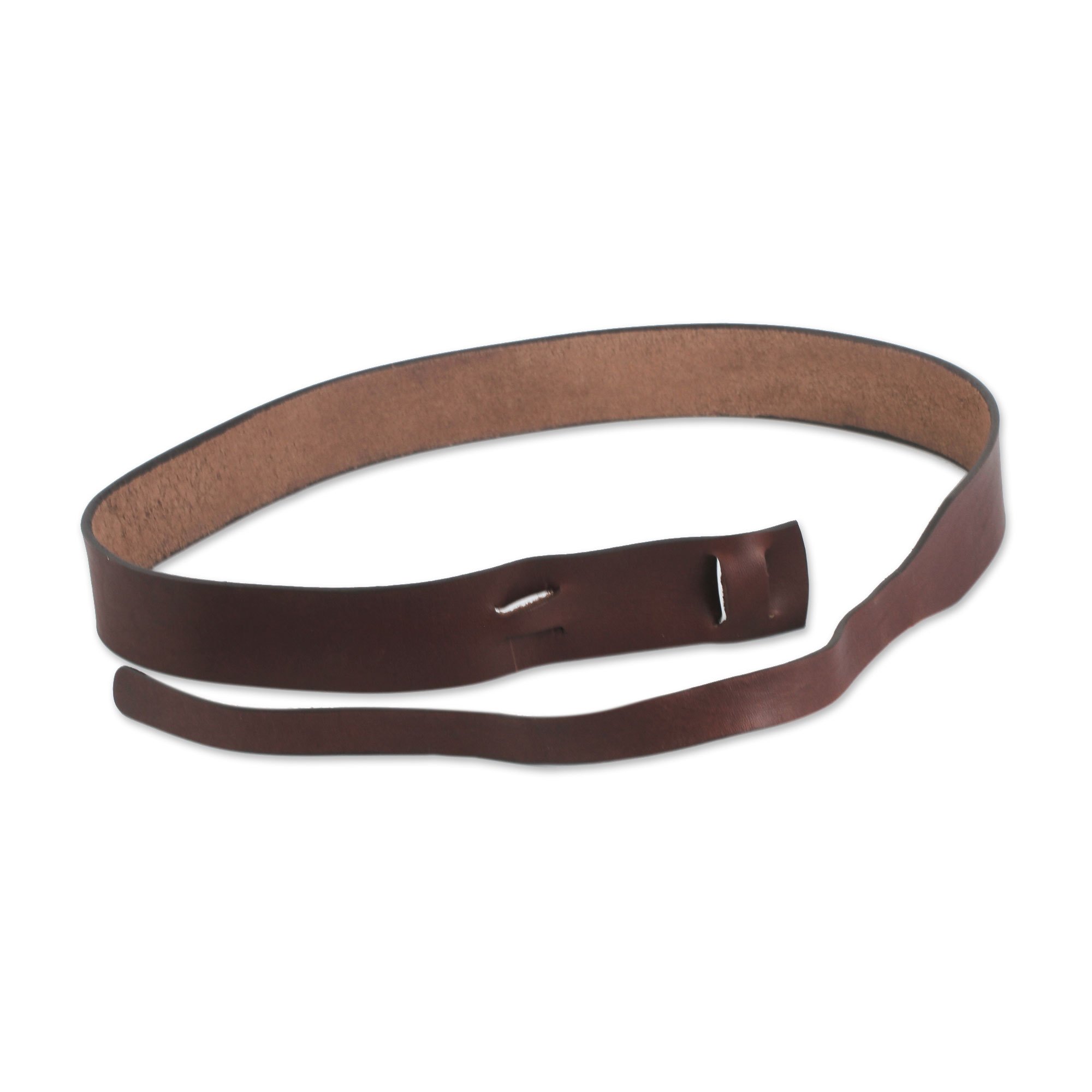 Women's Brown Leather Belt Modern Design Classical Brown NOVICA