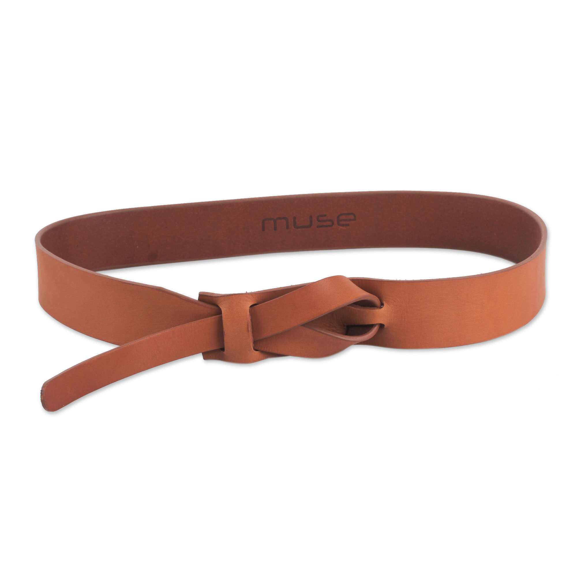 Tan Brown Leather Belt for Women in Modern Design - Classical Tan | NOVICA
