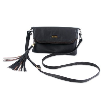 Leather shoulder bag, 'Versatile Vanguard' - Leather Shoulder Bag Double Pocket with Removable Strap