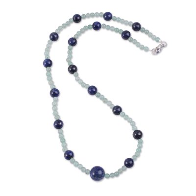 Aventurine and lapis lazuli beaded necklace, 'Sky Mint' - Fair Trade Peruvian Jewelry Lapis Lazuli Aventurine Necklace