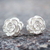 Sterling silver button earrings, 'Precious Gardenia' - Handcrafted Sterling Silver Flower Earrings from Peru (image 2) thumbail