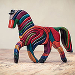 Colorful Artisan Crafted Peruvian Horse Sculpture, 'Rainbow Horse'