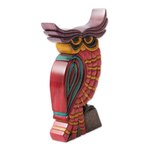 Cedar and mahogany wood statuette, 'Pensive Owl' - Multicolor Owl Statuette Cedar and Mahogany Sculpture